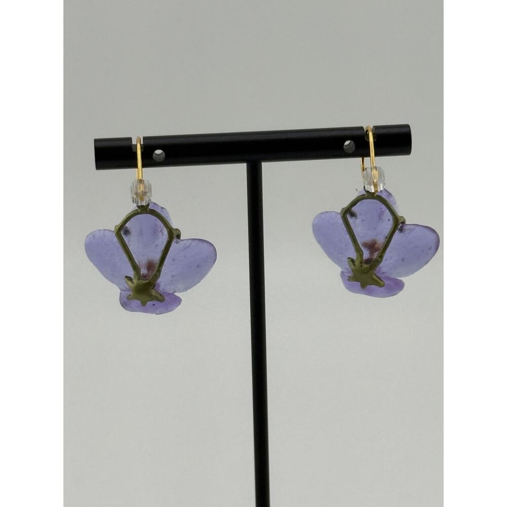 Michael Michaud Purple African Violet Wire Earrings - Picture 3 of 3